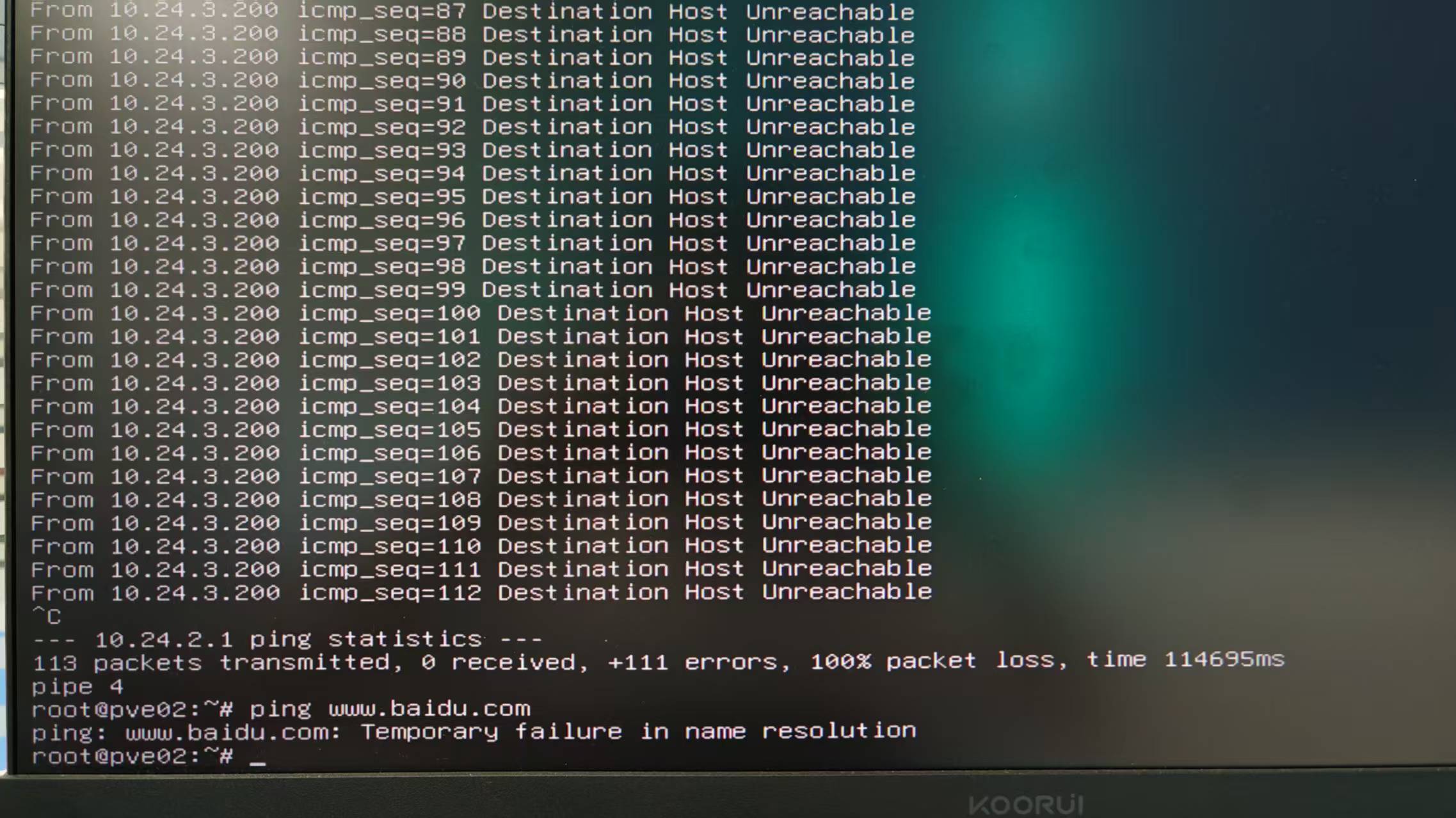 ping 网关失败，Destination Host Unreachable