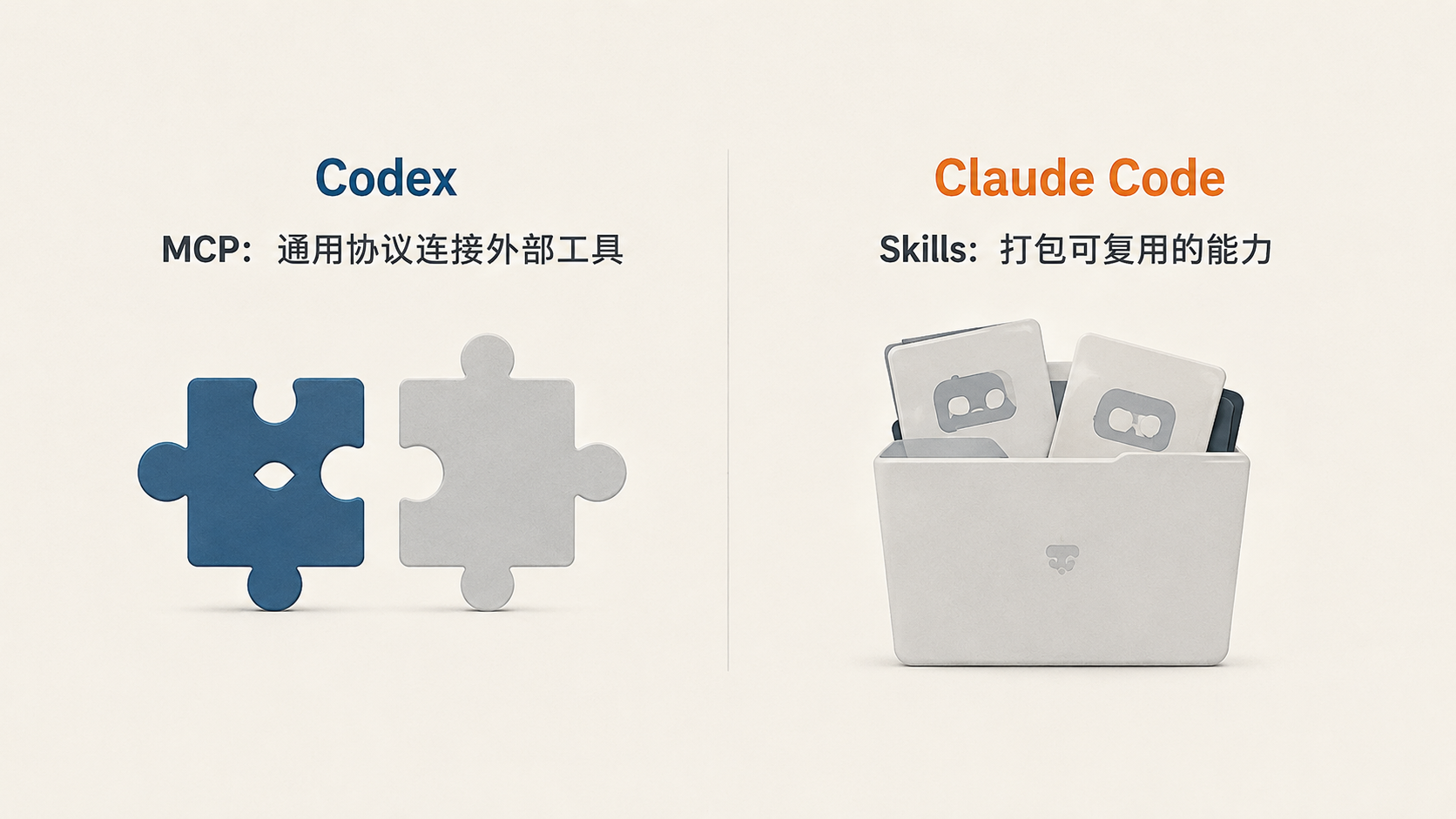 Codex 的 MCP 工具连接与 Claude Code 的 Skills 能力封装对比